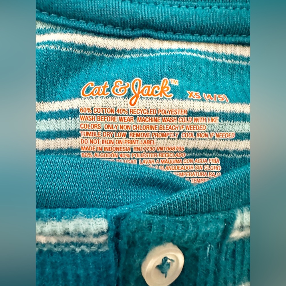 NWT Cat & Jack Toddler Boys size XS 4/5 black fleece zip up jacket & striped top - Picture 6 of 10